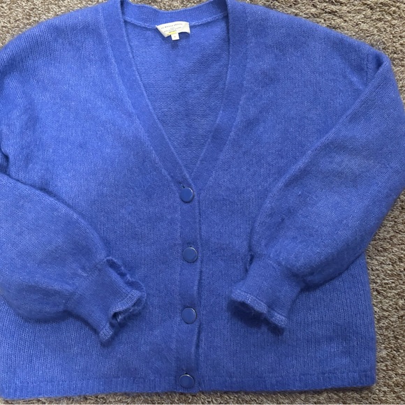 Sezane Mia cardigan size small in RARE color (lavender/periwinkle) - Picture 2 of 7